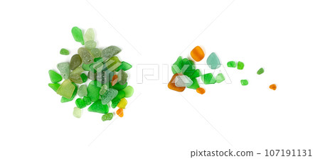 Natural Sea Glass, Beach Glass Stone Isolated, Polish Textured Seaglass on White Background Natural Sea Glass, Beach Glass Stone Isolated, Polish Textured Seaglass on White Background 107191131