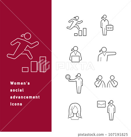 Icon set for working women and women's social advancement Icon set for working women and women's social advancement 107191825