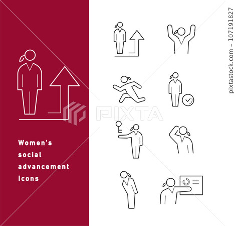 為職業婦女和女性社會進步設定的圖標 為職業婦女和女性社會進步設定的圖標 107191827
