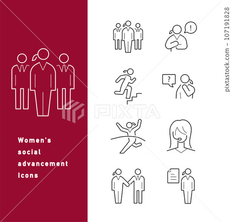 Icon set for working women and women's social advancement 107191828