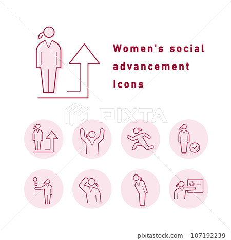 Color icon set of working women and women's social advancement Color icon set of working women and women's social advancement 107192239