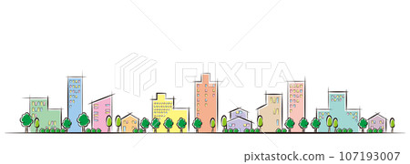 城市景觀的插圖排列著建築物。 107193007