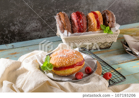 Portuguese fried dough with sugar Portuguese fried dough with sugar 107193206