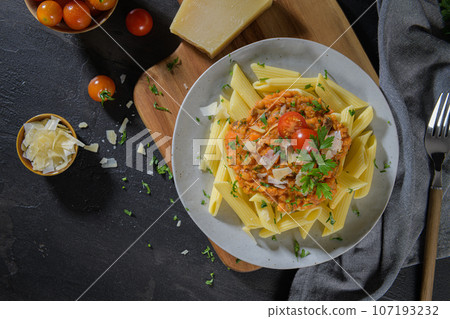 Vegetarian lentil Bolognese Vegetarian lentil Bolognese 107193232