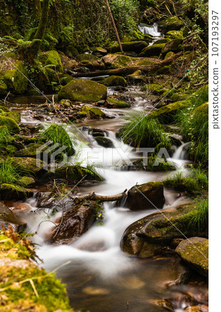 Beautiful water stream in Gresso river Portugal 107193297