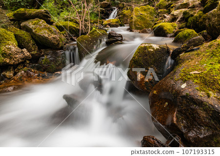 Beautiful water stream in Gresso river Portugal 107193315