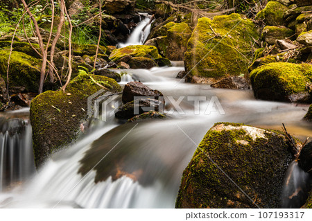 Beautiful water stream in Gresso river Portugal 107193317