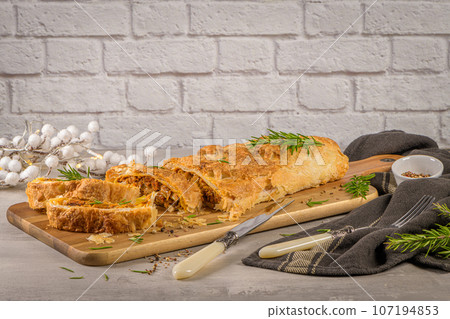 Puff pastry vegetable roll Puff pastry vegetable roll 107194853