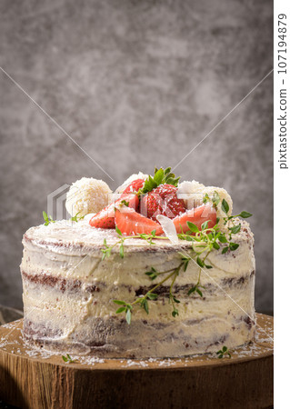 Naked cake with strawberries 107194879