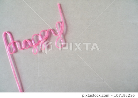 pink happy text 107195256