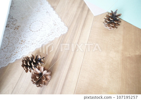 Pine cones rolling in a space with a French atmosphere 107195257
