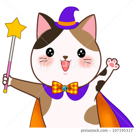 巫師的貓、三色貓、斗篷、帽子和魔法棒 107195317