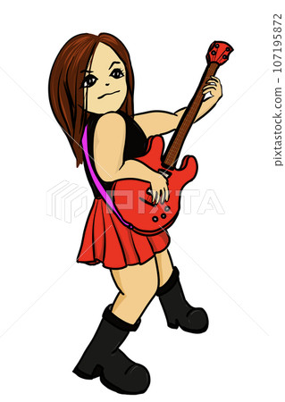 Illustration of a woman playing the bass 107195872