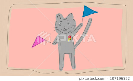 Cat waving flag illustration 107196532