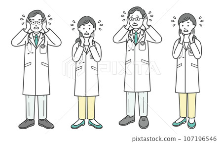 Troubled and anxious doctors and men diagonally 107196546