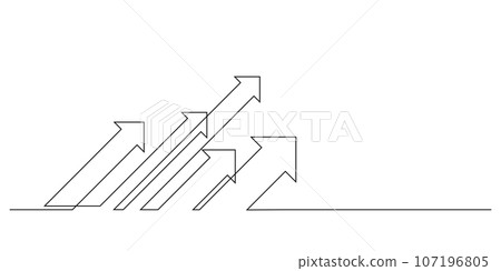 concept of business goal and growth.arrows in up slant direction one line concept of business goal and growth.arrows in up slant direction one line 107196805