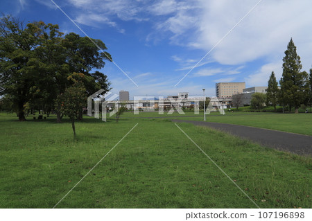 Looking towards Mt. Tsukuba where TX runs from Kenkyugakuen Ekimae Park Looking towards Mt. Tsukuba where TX runs from Kenkyugakuen Ekimae Park 107196898