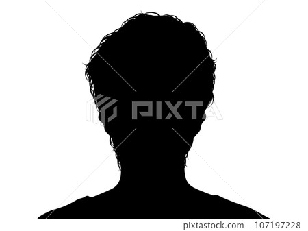 一個非常短髮的女人的正面特寫剪影 一個非常短髮的女人的正面特寫剪影 107197228