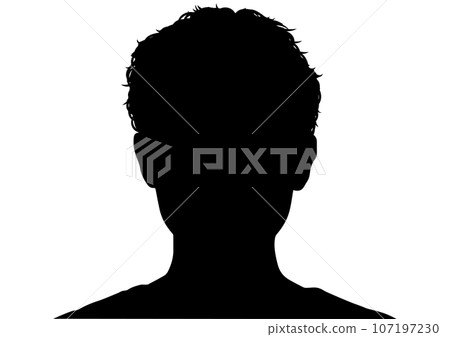 一個非常短髮的女人的正面特寫剪影 107197230