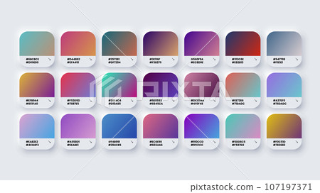 Color Palette, Gradient Colour Swatches in RGB, HEX Colors, Paint Palette, Bright Colours in HEX Codes Catalog, Colorful Tones 107197371