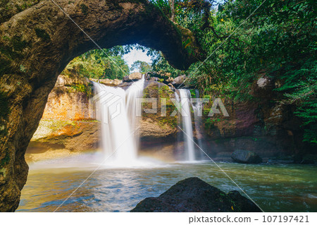 Haew Suwat Waterfall at Khao Yai National Park in Thailand Haew Suwat Waterfall at Khao Yai National Park in Thailand 107197421