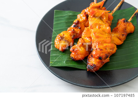grilled chicken skewer in Asian style 107197485