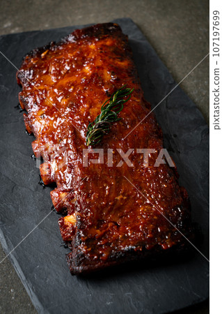 grilled and barbecue ribs pork grilled and barbecue ribs pork 107197699