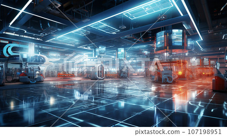 inside hi tech factory have modern equipment and automation machines for industry4.0. generative AI 107198951