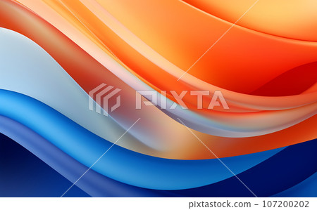 Gradient Wave Abstract Vibrant Background Design, Dynamic Bent with Spherical Shapes in Warm Colors 107200202