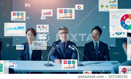 Press conference people and business report Press conference people and business report 107200292