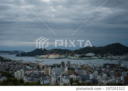 Nagasaki Bay seen from Kazegashira Park observation deck Nagasaki Bay seen from Kazegashira Park observation deck 107201322