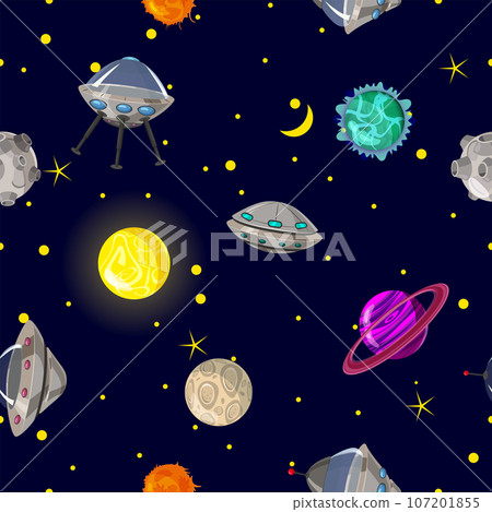Seamless pattern space planets, rockets and stars 107201855