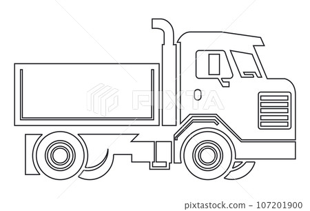 Set line icons of trucks,Vector Heavy Truck ,Vector truck trailer outline Set line icons of trucks,Vector Heavy Truck ,Vector truck trailer outline 107201900