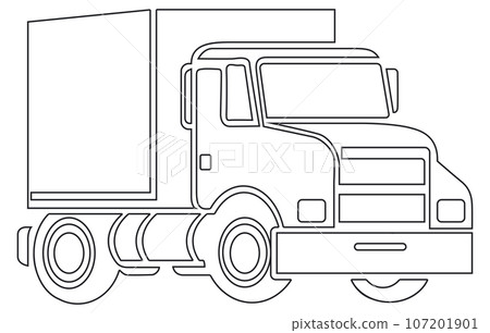 Set line icons of trucks,Vector Heavy Truck ,Vector truck trailer outline 107201901
