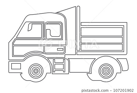 Set line icons of trucks,Vector Heavy Truck ,Vector truck trailer outline 107201902