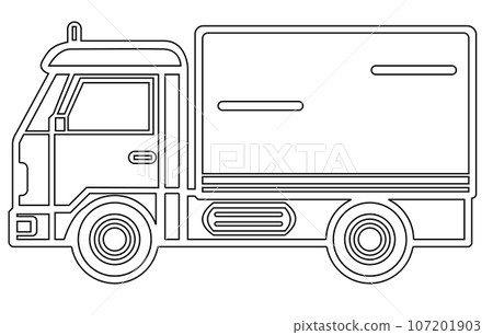 Set line icons of trucks,Vector Heavy Truck ,Vector truck trailer outline 107201903