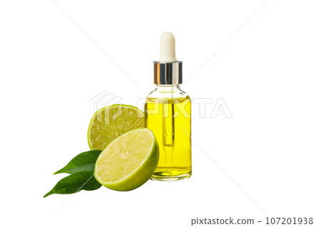PNG, bottle with serum, near lime, isolated on white background. PNG, bottle with serum, near lime, isolated on white background. 107201938
