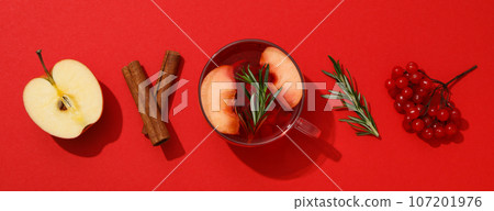 Concept of delicious hot drink - tea, berry - fruit tea Concept of delicious hot drink - tea, berry - fruit tea 107201976