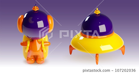 3d render astronaut and ufo element for space game 3d render astronaut and ufo element for space game 107202036
