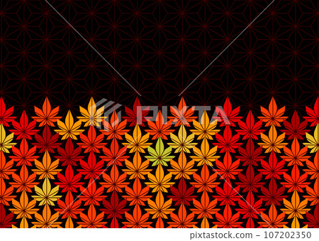 Vector illustration seamless pattern combining autumn leaves and hemp leaf patterns 107202350