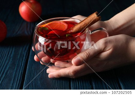 Concept of hot drink - berry and fruit tea Concept of hot drink - berry and fruit tea 107202505