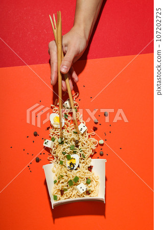 Concept of tasty fast food - instant noodles 107202725