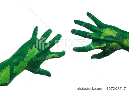 PNG green zombie hands isolated on white background. 107202747