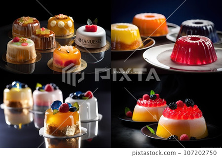 Blancmange Jelly Dessert, Homemade Pudding, Fruit Mousse, Muhallebi, Abstract Generative AI Illustration 107202750