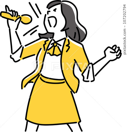 A woman singing with a microphone A woman singing with a microphone 107202794