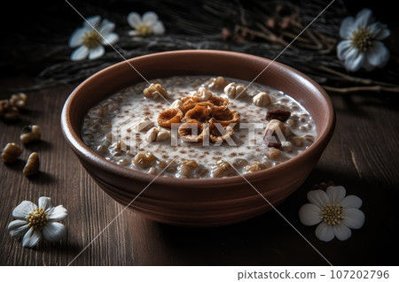 Buckwheat Porridge, Healthy Milk Porrige Breakfast, Buckwheat Meal, Abstract Generative AI Illustration 107202796