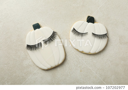 Delicious Halloween themed cookies. Pink Halloween concept 107202977