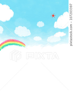 Blue sky with rainbow background material 107203397