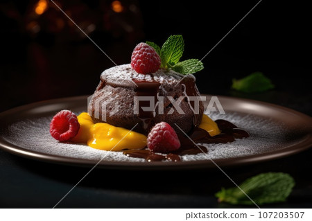 Lava Cake, Molten Chocolate Fondant, Warm Chocolate Dessert, Lava Cake, Abstract Generative AI Illustration Lava Cake, Molten Chocolate Fondant, Warm Chocolate Dessert, Lava Cake, Abstract Generative AI Illustration 107203507
