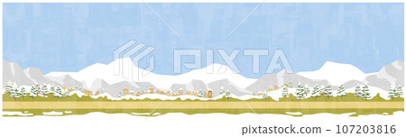 雪域城市景觀和冬季山脈背景材料水平位置 雪域城市景觀和冬季山脈背景材料水平位置 107203816